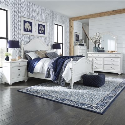 Harbor View Poster Bed 6 Piece Bedroom Set in White Linen Finish by Liberty Furniture - 631-P