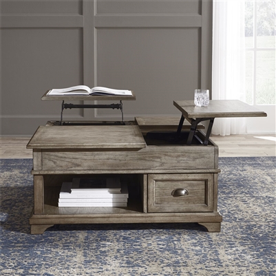 Southern Living Double Lift Cocktail Table in Weathered Taupe Finish by Liberty Furniture - 646-OT1011