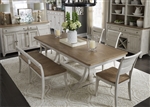 Farmhouse Reimagined 5 Piece Trestle Table Set in Antique White Finish with Chestnut Tops by Liberty Furniture - 652-DR-TRS