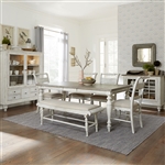 Whitney Rectangular Leg Table 6 Piece Dining Set in Antique Linen and Weathered Gray Finish by Liberty Furniture - LIB-661W-CD-6RTS