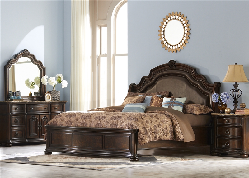 Le Grande Platform Bed 6 Piece Bedroom Set in Rich Nutmeg Finish by Liberty  Furniture - 766-