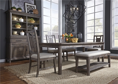 Artisan Prairie Rectangular Leg Table 6 Piece Dining Set in Wirebrushed Aged Oak Finish by Liberty Furniture - 823-DR-O6RTS