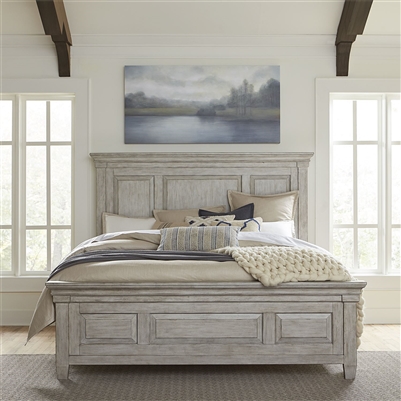 Heartland Tallgrass Panel Bed in Antique White Finish with Tobacco Tops by Liberty Furniture - 824-BR-QPB