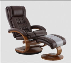 Oslo Euro 2 Piece Swivel Recliner in Whisky Breathable Air Leather (Brown) with Walnut Finish by MAC Motion Chairs 51-99-103