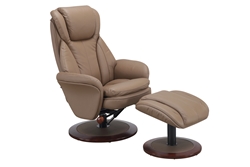 Norway Euro 2 Piece Swivel Recliner Comfort Chair in Sand (Tan) Leather with Walnut Finish by MAC Motion Chairs NORWAY-240-11