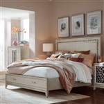 Lenox Panel Storage Bed in Warm Silver/Acadia White Finish by Magnussen - MAG-B5490-54A