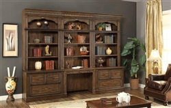 Aria 6 Piece Desk Library Wall in Antique Vintage Smoked Pecan Finish by Parker House - ARI-460-2-6