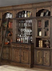 Aria 4 Piece Bar Unit Bookcase Library Wall in Antique Vintage Smoked Pecan Finish by Parker House - ARI-465-2-04