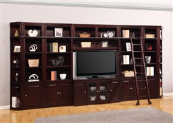 Boston 8 Piece TV Library Wall in Merlot Finish by Parker House - BOS-411-8