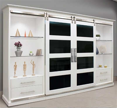 Celestial Sliding Door Entertainment Wall in Pixie White Finish by Parker House - CEL#1067-4