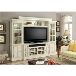 Charlotte 4 Piece 72 Inch Entertainment Wall in Antique Vintage White Finish by Parker House - CHA-172-4