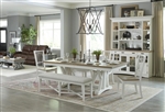 Americana Modern Trestle Table 6 Piece Dining Set in Cotton and Oak Finish by Parker House - DAME-88TRES-2-COT-6S