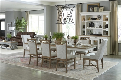 Americana Modern Trestle Table 7 Piece Dining Set in Cotton and Oak Finish by Parker House - DAME-88TRES-2-COT-7H