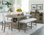 Sundance Counter Height Kitchen Island 6 Piece Dining Set in Sandstone Finish by Parker House - DSUN-74CH-2-SS-6