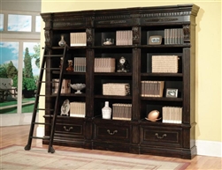 Grand Manor Palazzo 3 Piece Museum Bookcase in Vintage Burnished Black Finish by Parker House - GPAL-9030-3