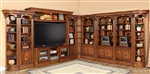 Huntington 10 Piece Entertainment Library Wall in Antique Vintage Pecan Finish by Parker House - HUN-400-10