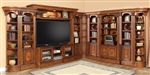 Huntington 10 Piece Entertainment Library Wall in Antique Vintage Pecan Finish by Parker House - HUN-415-10
