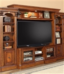 Huntington 4 Piece Space Saver Entertainment Wall Unit in Antique Vintage Pecan Finish by Parker House - HUN-415X-4
