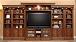 Huntington 6 Piece Inset Entertainment Wall Unit in Antique Vintage Pecan Finish by Parker House - HUN-415X-6