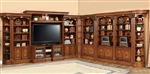 Huntington 10 Piece Entertainment Library Wall in Antique Vintage Pecan Finish by Parker House - HUN-450-10