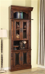 Leonardo 32-Inch Glass Door Bookcase in Antique Vintage Dark Chestnut Finish by Parker House - LEO-440