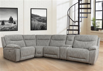 Apollo 5 Piece Reclining Sectional in Weave Grey Fabric by Parker House - MAPO-WVG-05
