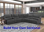 Marathon BUILD YOUR OWN Sectional with Power Headrests and USB Ports in Titanium Fabric by Parker House - MMAR-TIT-BYO