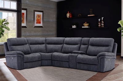 Mason 5 Piece Power Sectional with Power Headrests and USB Ports in Charcoal Fabric by Parker House - MMAS-CHA-5