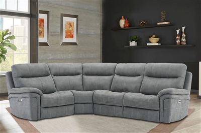 Mason 4 Piece Power Sectional with Power Headrests and USB Ports in Carbon Fabric by Parker House - MMAS-CRB-4