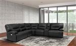 Spartacus 6 Piece Power Reclining Sectional with Power Headrests and USB Ports in Black Fabric by Parker House - MSPA-BLC-6