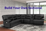 Spartacus BUILD YOUR OWN Sectional with Power Headrests and USB Ports in Black Fabric by Parker House - MSPA-BYO-BLC