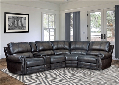 Thurston 5 Piece Power Reclining Sectional in Shadow Leather by Parker House - MTHU-5-SH