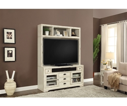 Nantucket 63-Inch TV Console Entertainment Center in Vintage Burnished Artisan White Finish by Parker House - NAN-905