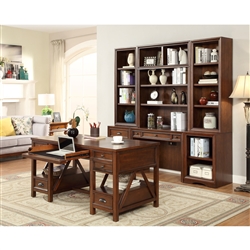 Napa 7 Piece Modular Home Office Set in Bourbon Finish by Parker House - NAP-970-SET