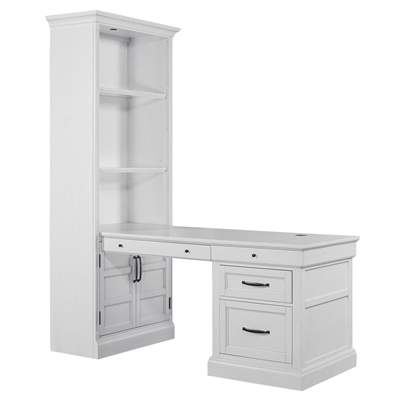 Shoreham Peninsula Desk in Effortless White Finish by Parker House - SHO-3PC-LIB-DESK-EFW