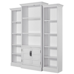 Shoreham 3 Piece Door Bookcase Library Wall in Effortless White Finish by Parker House - SHO#435-3-EFW