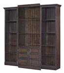 Shoreham 3 Piece Door Bookcase Library Wall in Medium Roast Finish by Parker House - SHO#435-3-MDR