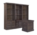 Shoreham 4 Piece Peninsula Desk Library Wall in Medium Roast Finish by Parker House - SHO-4PC-LIB-DESK-MDR