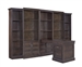 Shoreham 6 Piece Peninsula Desk Library Wall in Medium Roast Finish by Parker House - SHO-6PC-LIB-DESK-MDR