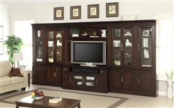 Stanford 6 Piece Entertainment Bookcase Library Wall in Light Vintage Sherry Finish by Parker House - STA-440-06