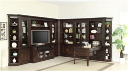 Stanford 11 Piece Entertainment Bookcase Peninsula Desk Wall in Light Vintage Sherry Finish by Parker House - STA-490-11