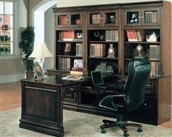 Sterling 7 Piece Peninsula Desk Home Office Set in Espresso Finish by Parker House - STE-505-7