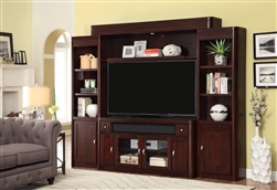 Toronto 4 Piece 62 Inch Console Entertainment Wall in Cabernet Finish by Parker House - TOR-162-4