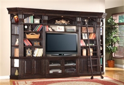 Venezia 6 Piece 50-Inch TV Console Bookcase Entertainment Library Wall in Vintage Burnished Black Finish by Parker House - VEN-401-06