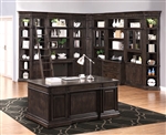 Washington Heights 11 Piece Corner Library Wall in Washed Charcoal Finish by Parker House - WAS-456-11