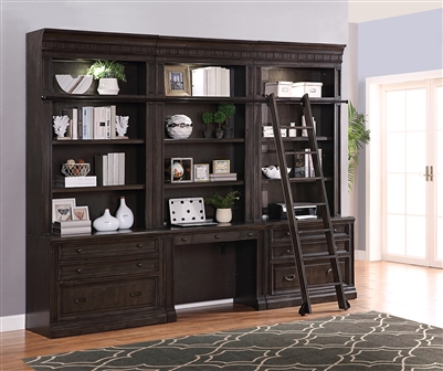 Washington Heights 6 Piece Lateral File Bookcase Wall in Washed Charcoal Finish by Parker House - WAS#460-06