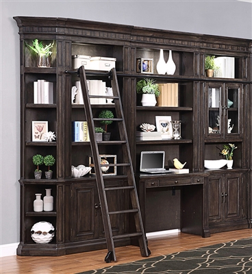 Washington Heights 6 Piece Bookcase Wall in Washed Charcoal Finish by Parker House - WAS-476-6