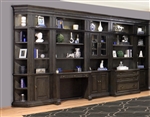 Washington Heights 9 Piece Bookcase Wall in Washed Charcoal Finish by Parker House - WAS#476-9