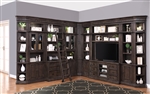 Washington Heights 11 Piece Entertainment Corner Bookcase Wall in Washed Charcoal Finish by Parker House - WAS-TV11