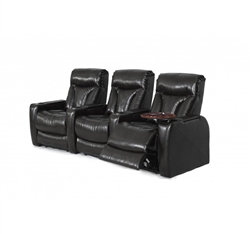Carmel Black Bonded Leather 3 Seat Straight Row Theater Seating in 121B by Row One - RO8009-3S 121B